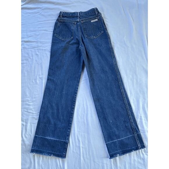 Calvin Klein Wide Leg Fray Bottom Jeans Size 8 100% Cotton Roll Up, High Rise - Picture 6 of 14